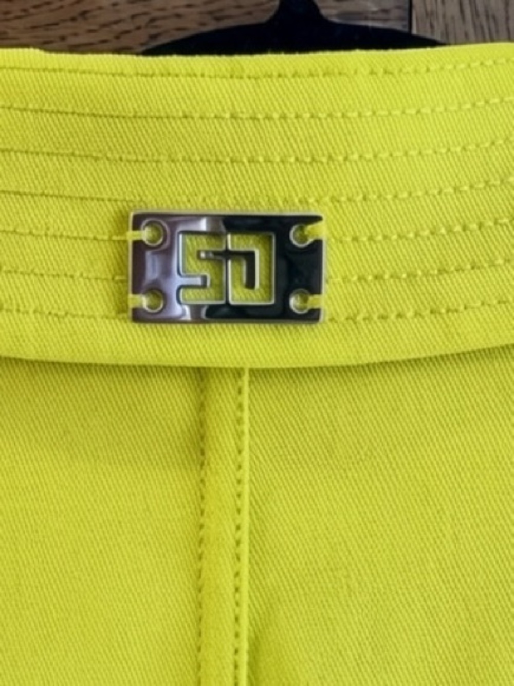Vintage St. John Chartreuse Blazer Chrome Grommet Detail | Retro Mod Luxury - Picture 6 of 9